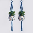 thumbnail image 1 of Artisanal Macrame Plant Hangers, Blue Heavy Duty Knots Sturdy And Well-designed Handmade Cotton Rope Flower Pot Holders For Boho Home Décor, Accommodates All Shapes And Sizes,, 1 of 4