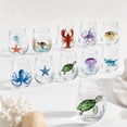 thumbnail image 1 of Artisanal Marine Animal Stemless Wine Glass, 2D Ocean Fantasy Embossed Glassware, Handcrafted Coastal Bar Tumbler, Decorative Home Gift For Ocean Lovers, 1 of 9