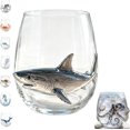 thumbnail image 1 of Artisanal Marine Animal Themed Glass Cup - 3D Artistic Ocean Theme Drinking Glass, 12 Oz Glass Tumbler, Coastal Home Summerween Decor Gift for Ocean Lovers (Shark), 1 of 8