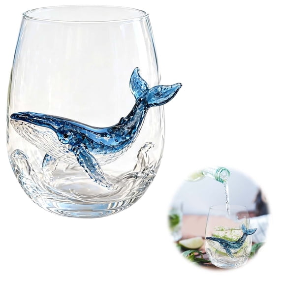 Artisanal Ocean Animal Glassware, Novelty Drinking Glass, Borosilicate Tumbler, Coastal Home Bar Accessories, Unique Ocean Lover Gift, Style G