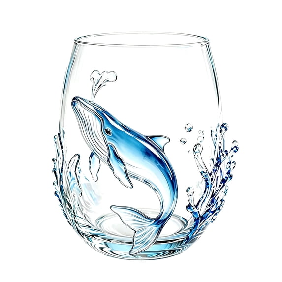 Artisanal Ocean Animal Glassware, Ocean Glass Glassï¼Artistic Handcrafted Handleless Marine Animal Glass Cup,Beachfront Home Decor Gifts for Ocean Lovers