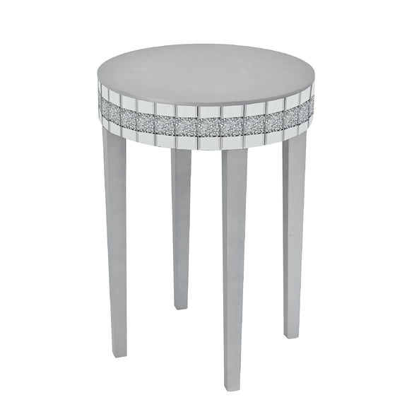 Artisanal Round Mirror Breakfast Table, Diamond-Cut Pedestal, Space-Saving Bistro-Style, Tempered Compact Design, for Coffee & Dining