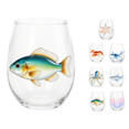 thumbnail image 1 of Artisanal Tropical Color Fish Glassware, Novelty Drinking Glass with Flat Printed Tropical Color Fish Design, Borosilicate Tumbler for Cocktails and Beverages, Coastal Home Bar Accessory, 1 of 8