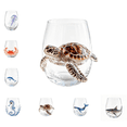 thumbnail image 1 of Artisanal Turtle Glassware, 7 Assorted Sea Creature Glass Cups, Borosilicate Drinking Tumbler Set for Ocean Theme Party, 1 of 8