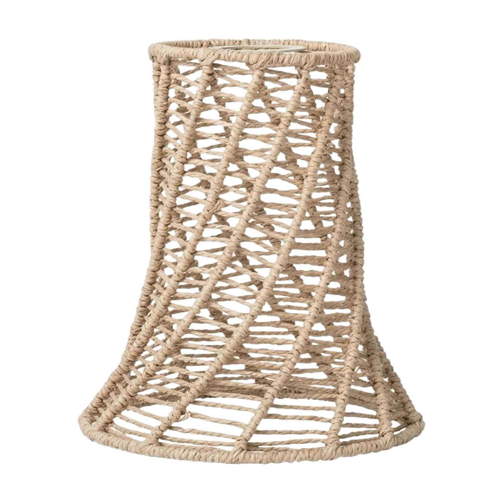 Artisanal Woven Hanging Lamp Guard, Retro Inspired Chandelier Shade, Natural Fiber Light Fixture Cover for Dining Room, Minimalist Pendant Lamp Accessory