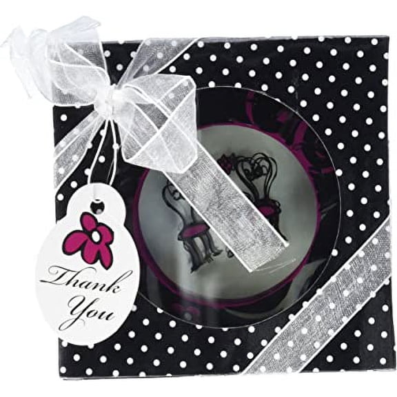Artisano Designs"Bistro for Two" Round Glass Coaster Favors in Designer Gift Box, Set of 4