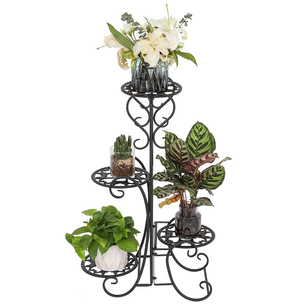 UBesGoo 4-Tier Metal Fluer-de-lis Pattern Round Panel Flowers Plant Stand UBesGoo 4-Tier Metal Fluer-de-lis Pattern Round Panel Flowers Plant Stand