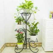 Artisasset 4-Layer Square Stripe Panel Metal Plant Stand Flower Pot Rack Holder