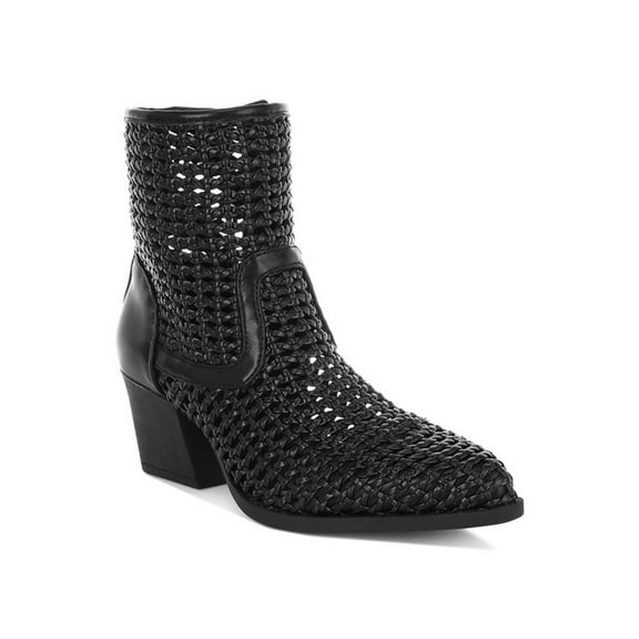 Rag Company Artisole Woven Pleather Block Heel Boots - Stylish Comfort Footwear