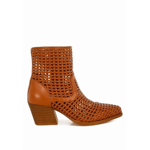 Artisole Woven Pleather Block Heel Boots