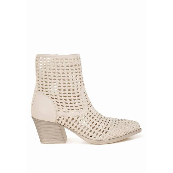 Artisole Woven Pleather Block Heel Boots