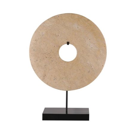 Artissance  Marble Disk Statue With Base, 12 Inch Tall, Tan - 12 Inch Tall