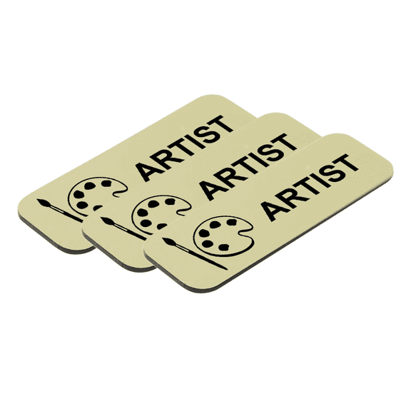 Artist 1" x 3" Name Tag/Badge, Brushed Gold, (3 Pack)