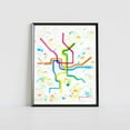 thumbnail image 1 of Artist Dave White DC Metro Map Wall Art Print 11x14 Watercolor Painting, 1 of 8