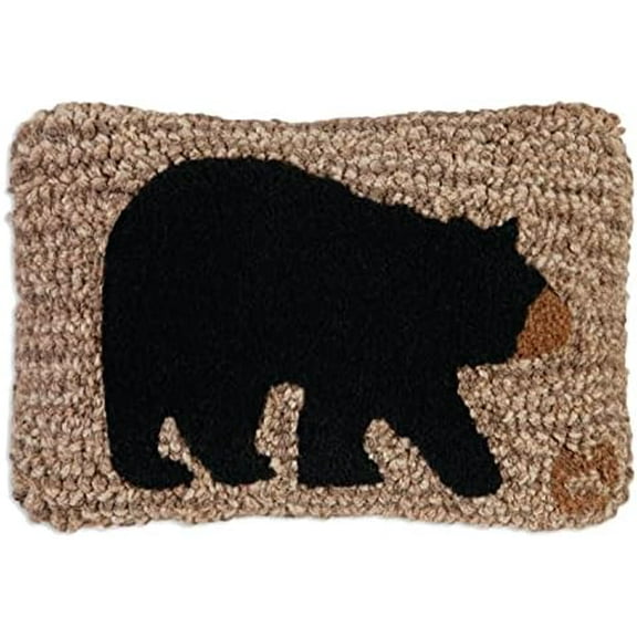 Artist-Designed Black Bear on Tweed Hand-Hooked Wool Decorative Throw Pillow - Wildlife Pillow for Couches & Beds - Easy Care & Low Maintenance Nature & Wilderness Pillow