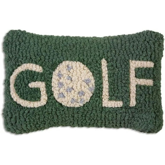 Artist-Designed Golf Hand-Hooked Wool Decorative Throw Pillow - Golf Pillow for Couches & Beds - Easy Care & Low Maintenance Golfer Pillow - Great Gift for Dad$$Home Decor, Kitchen, & Other