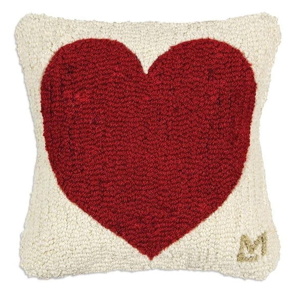 Artist-Designed Hand-Hooked Wool Decorative Throw Pillow (14 in x 14 in) Valentine's Day Pillow for Couches & Beds - Low Maintenance Pillow for Anniversary & Weddings