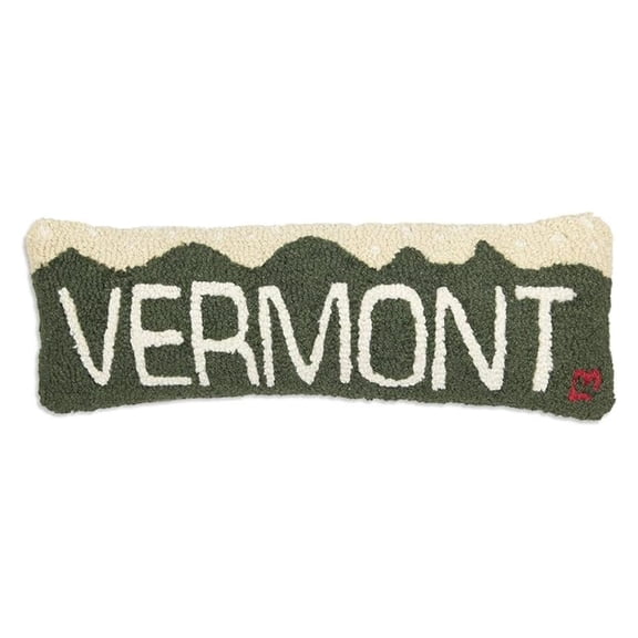 Artist-Designed Vermont Hand-Hooked Wool Decorative Throw Pillow (8 in x 24 in) Lake & Pillow for Couches & Beds - Easy Care & Low Maintenance - Lake House Lumbar Pillow