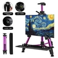 thumbnail image 1 of Artist Easel Stand, ADHINO Aluminum Metal Adjustable Easel for Painting Canvases Height from 63 to 30 Inch, Carry Bag for Table-Top/Floor Drawing and Displaying, Purple, 1 of 11