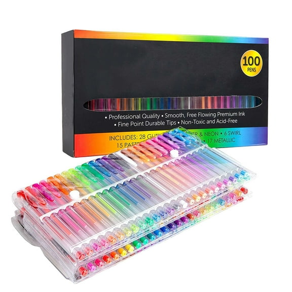 Artist-Grade Gel Pen Set, 100-Color Gel Pens for Adult Coloring, Scrapbooking, Doodling, and Comics, Fine Tip Markers for Detailed Art, Journaling, and Creative Projects (1 Pack)