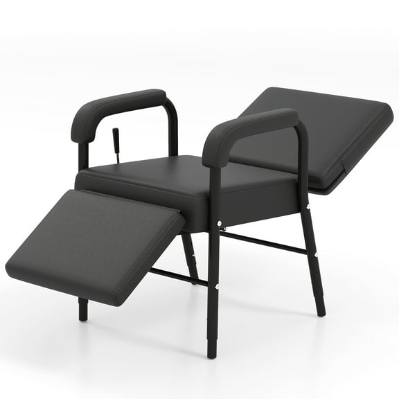 Artist Hand Barber Salon Reclining Shampoo Chair with Leg Support (Black)