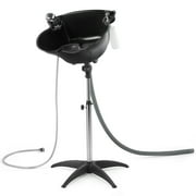 Artist Hand Black Shampoo Bowl Portable Salon Sink Barber Hair Washing Basin Adjustable Height with Drain, Sprinkler, Switch