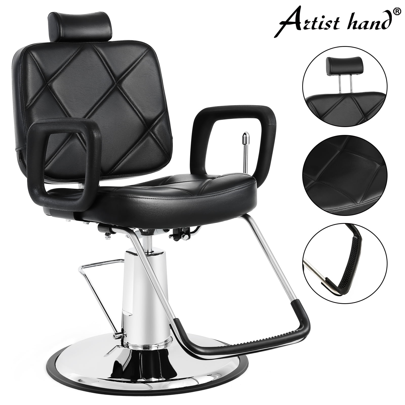 Artist Hand Heavy Duty Hydraulic Recline Barber Chair Left Handed Stylist Salon Tattoo Shampoo Beauty