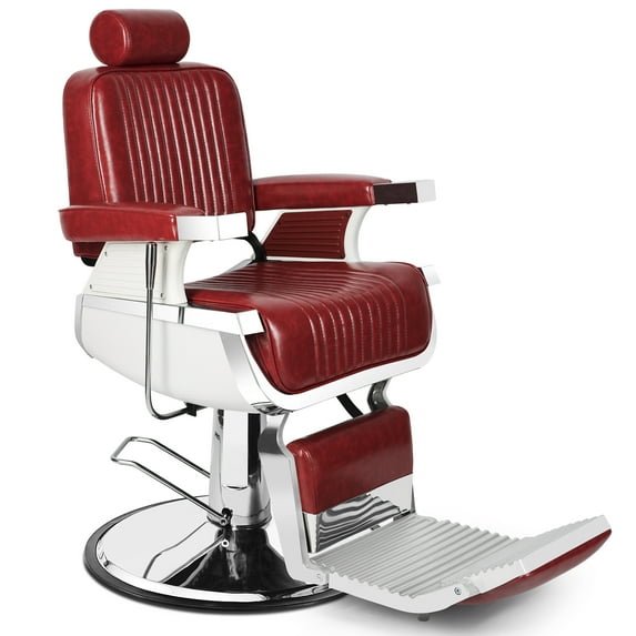 Artist Hand Heavy Duty Hydraulic Recliner Barber Chair Salon Hair Stylist (Red)