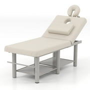 Artist Hand Heavy Duty Massage Table Metal Frame Spa Facial Professional Adjustable Spa Bed with Open-Chest & Headrest, Light Gray