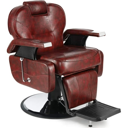 Artist Hand Heavy Duty Reclining Barber Chair Salon Hair Stylist Tattoo (Burgundy)