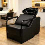 Artist Hand Professional Shampoo Chair Durable Wash Chair with Adjustable Neck Rest, Ceramic Shampoo Bowl Black