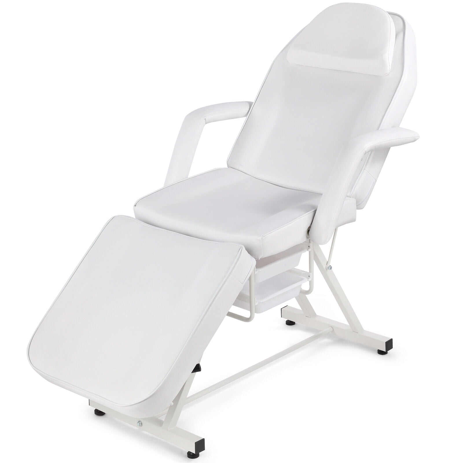 Artist Hand Recliner Massage Table Facial Lash Bed Salon Tattoo Chair with 2 Trays (White)