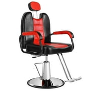 Artist Hand Salon Recliner Barber Chair for Hair Stylist Shampoo (Black & Red)