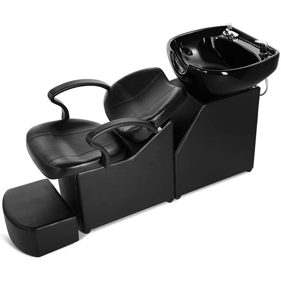 Artist Hand Shampoo Barber Backwash Chair with Bowl Sink, Foot Pedal for Hair Salon