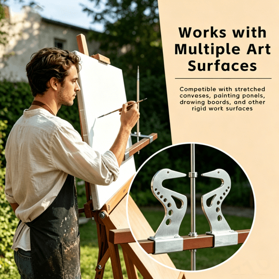 Artist Hand Support Bridge, Adjustable Metal Wrist Stand for Painting & Drawing, Gravity Self-Locking Design, Ultra Steady Stabilizer Tool for Miniature Canvas Art (With Stick)