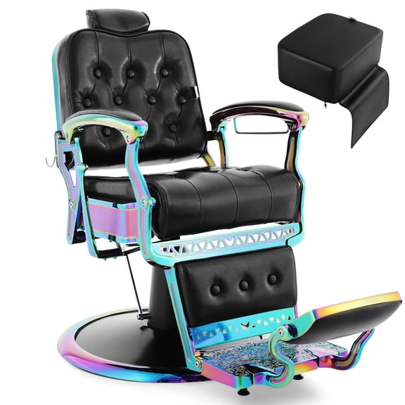 Artist Hand Vintage All Purpose Barber Chair Recline Heavy Duty Hydraulic Salon Beauty Spa Equipment(Black+Laser)