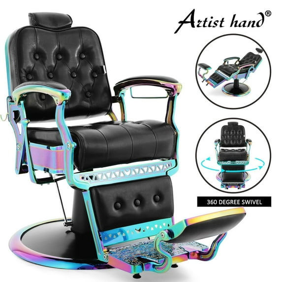 Artist Hand Vintage All Purpose Heavy Duty Hydraulic Recline Barber Chair Salon Beauty Spa (Laser Frame)