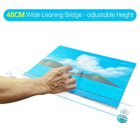 Artist Leaning Bridge Hand Rest Clear Acrylic Painting Frame Wrist Support with Adjustable Height 18.8 inches / 48 cm
