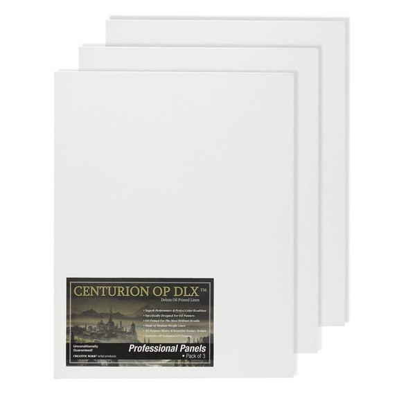 Artist Linen Canvases 16x20 Inch 3 Pack, Oil Primed Panels for Archival Artwork, Studio and Travel Use, Medium Texture, White