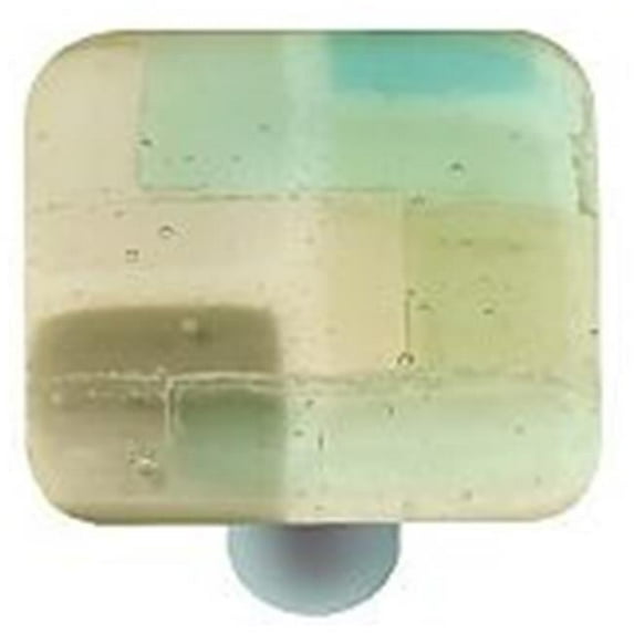 Artist Mosaic Winter Square Glass Cabinet Knob - Aluminum Post