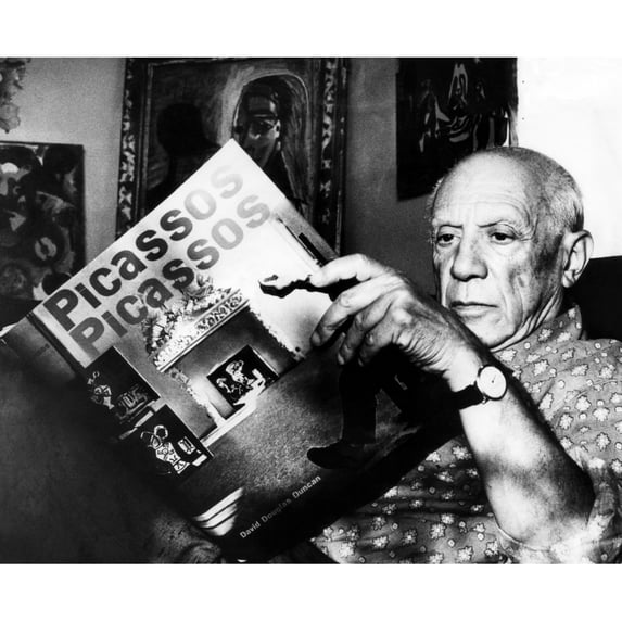 Artist Pablo Picasso Reads Fom His Book At His Home On The French Riviera. 101960. Courtesy Csu ArchivesEverett