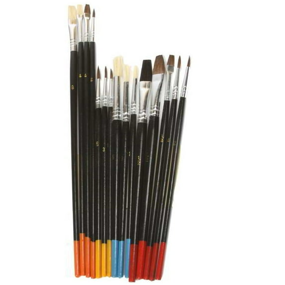 Artist Painting Brush Set 15 Natural Hair Brushes Hobby Craft Paint Kit Supplies