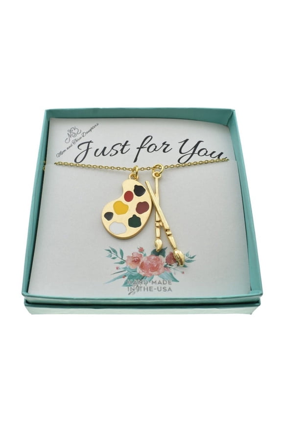 Artist Palette and Paint Brush Necklace