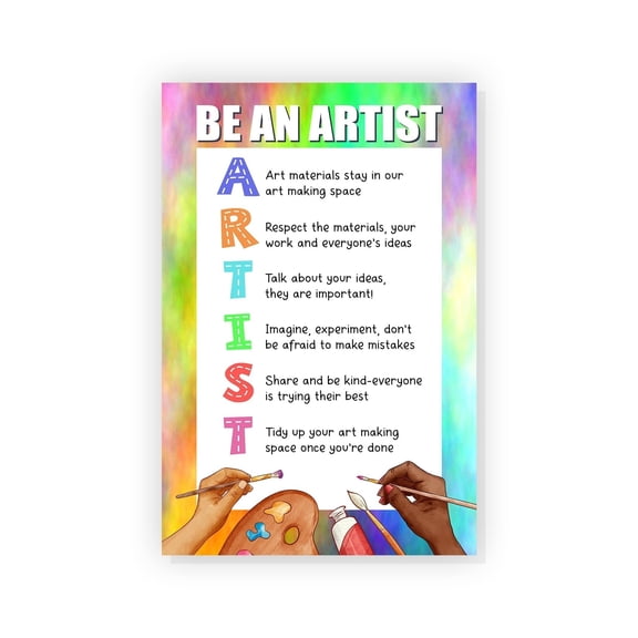 Be An Artist Poster Arts Class Print Rainbow Art Classroom Décor Artist Classroom Rules School Counselor Décor Counselor Office Décor Inspiration Wall Art