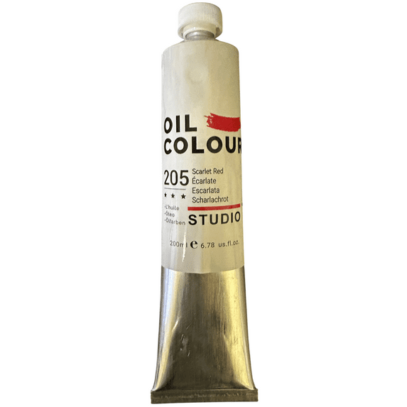 Scarlet Red Oil Paint, Artist Quality Color 205, 200 ml Tube, ASTM D4236