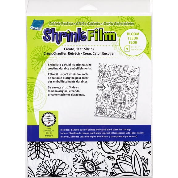 Artist Series Printed & Clear Shrink Film 8.5"X11" 4/Pkg-Bloom
