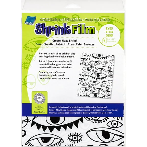 Artist Series Printed & Clear Shrink Film 8.5"X11" 4/Pkg-Eyes