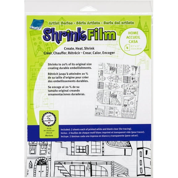 Artist Series Printed & Clear Shrink Film 8.5"X11" 4/Pkg-Home