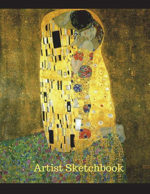Artist Sketchbook: 8.5" x 11" 100 Sheet 200 Pages Featuring Gustav Klimt's The Kiss (Paperback)