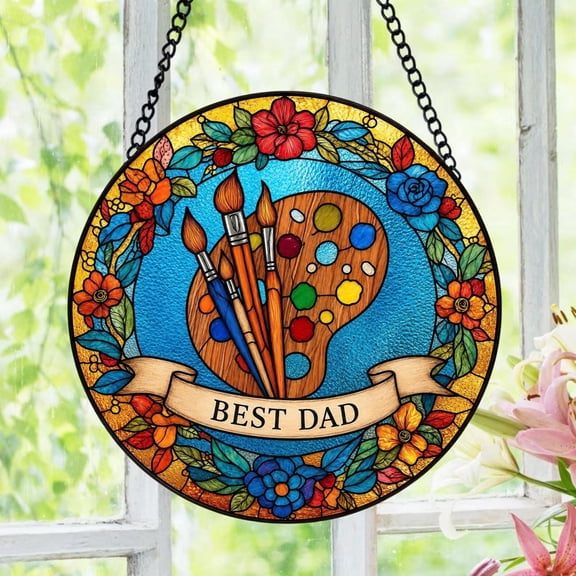 Artist Stained Glass Suncatcher, Paint Palette Window Hanging, Painter Studio Decor, Artist Dad Gift